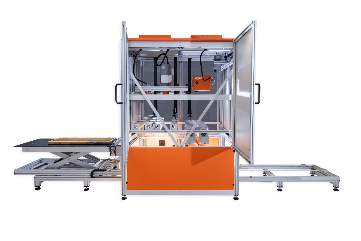 SisuROCK frame open showing illumination and camera modules inside cabinet